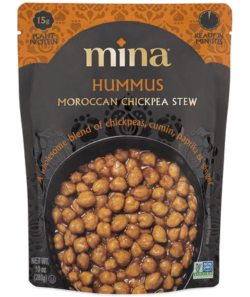 Mina Moroccan Chickpeas, Ready To Eat, Chickpeas High In Plant Based Protein, Vegan, Non-Gmo, Gluten Free, Kosher, Microwavable, Packaged Meals & Side Dishes, 10 Oz (Pack Of 6)