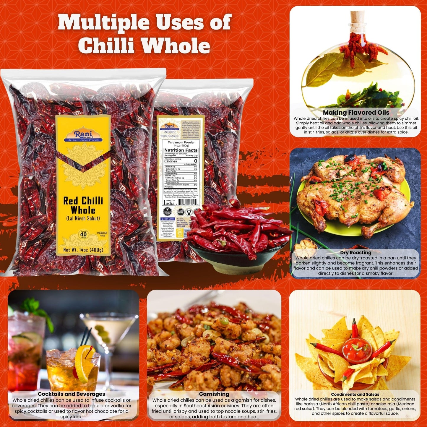 Rani Chilli Whole 14Oz (400G) ~ All Natural | Vegan | No Colors | Gluten Friendly | Non-Gmo | Kosher