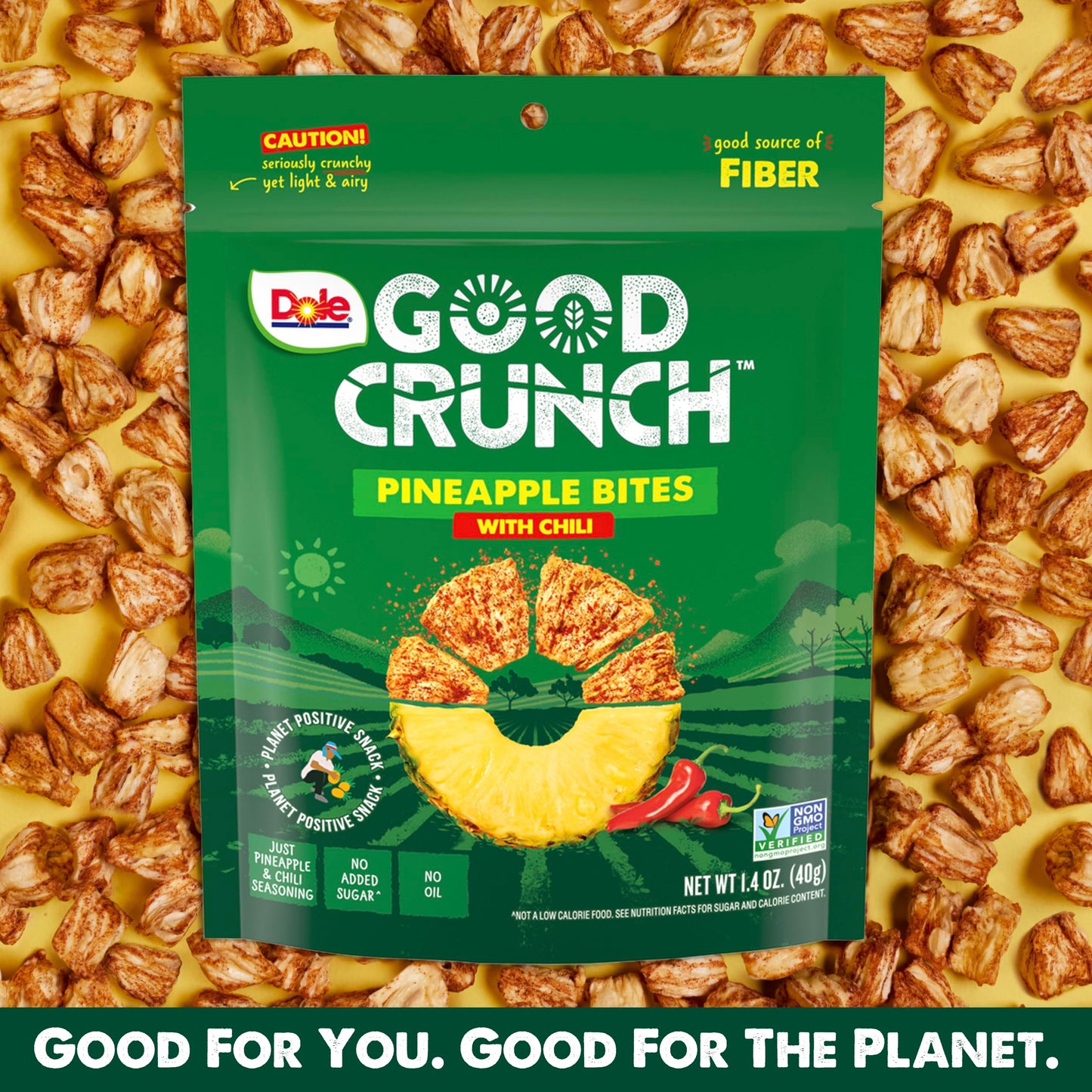 Dole Good Crunch Pineapple With Chili Dried Fruit Bites, Gluten Free & Vegan Snack, 1.4Oz Bags (Pack Of 6)