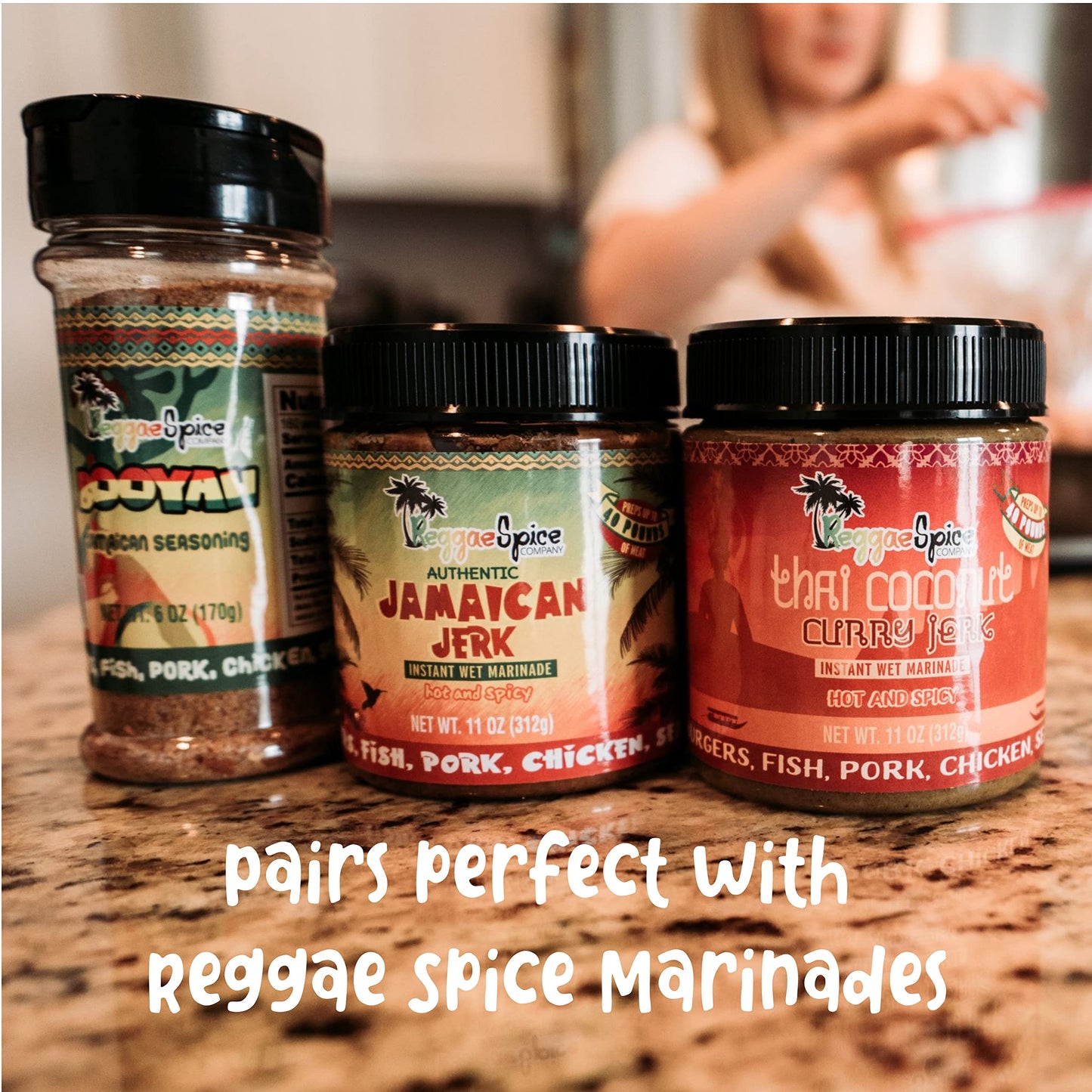 Reggae Spice Booyah Jamaican Jerk Seasoning | Authentic Caribbean Dry Rub Powder Mix for Cooking Meats, Chicken, Beef, Pork, Sea