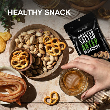 Emirelli Turkish Antep Pistachios In Shell, Roasted And Salted Intense Nuts, Non Gmo Gluten Free Natural Vegan Healthy Snacks, S