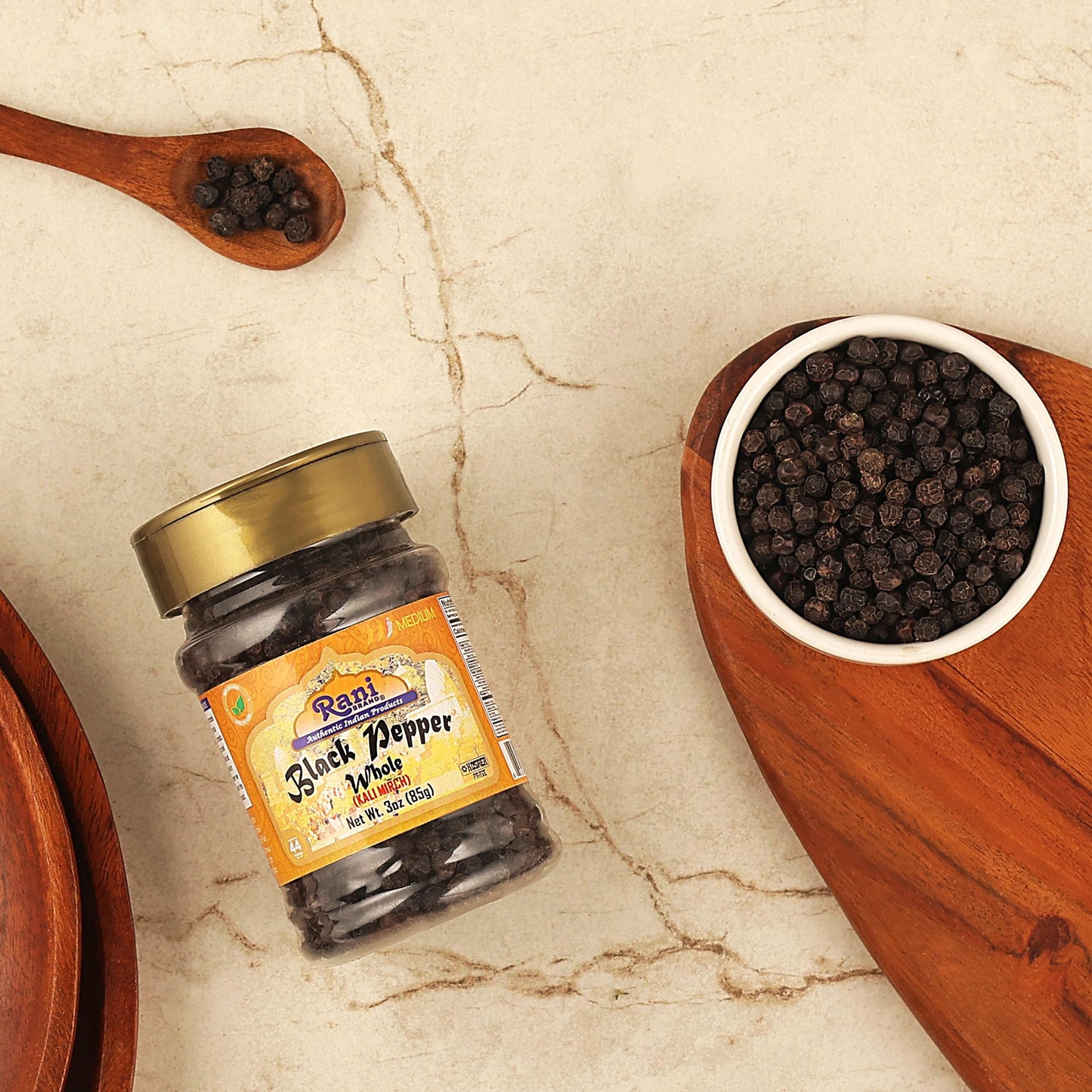 Rani Black Pepper Whole (Peppercorns), Premium MG-1 Grade, 3oz PET Jar, Gluten Friendly, Non-GMO, Kosher, Product of Vietnam