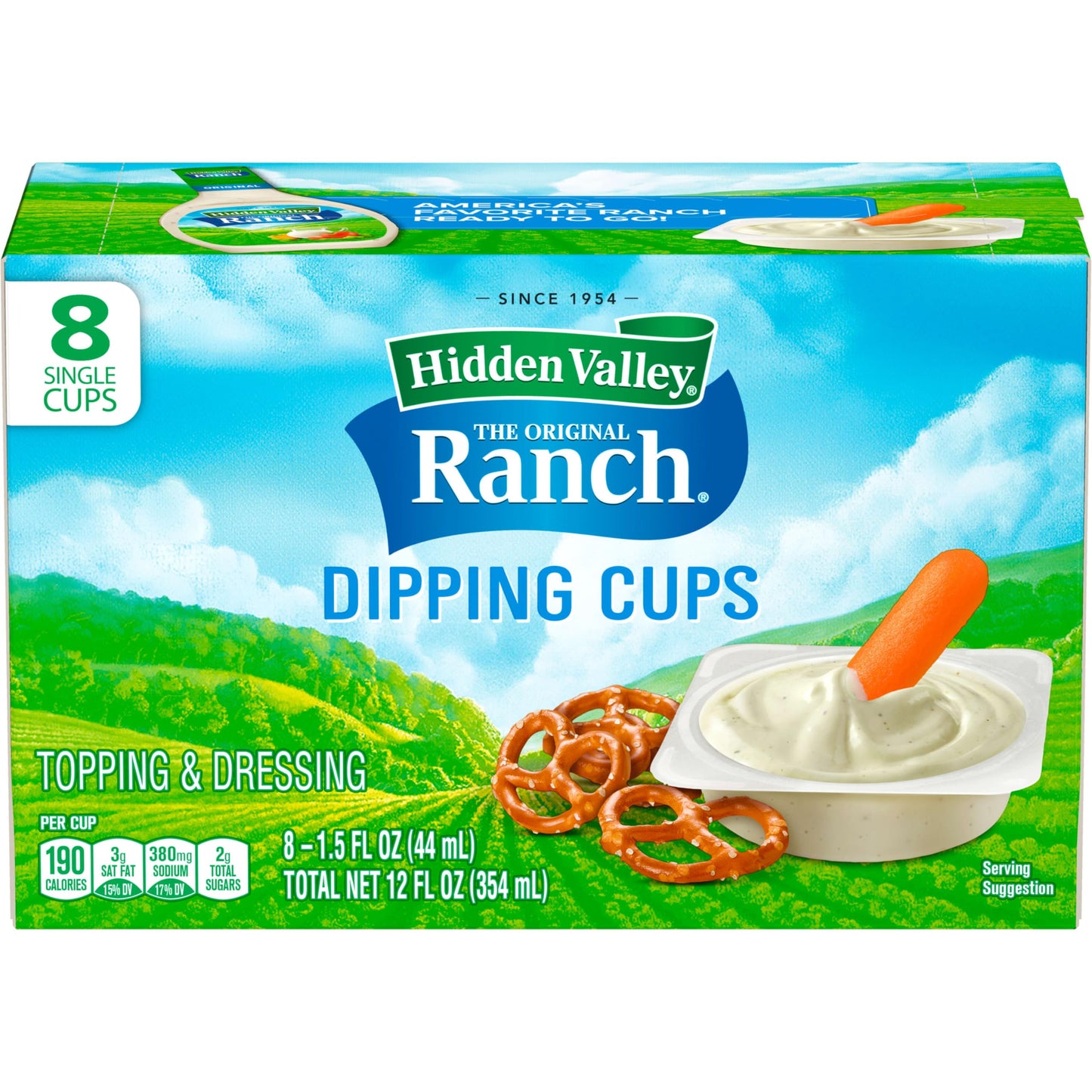 Hidden Valley Ranch Dressing & Dipping Sauce, Ranch Dressing, Gluten Free Salad Dressing To Go Cups, On-the-Go Dipping Sauce, 1.
