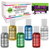 6 Metallic Colors Airbrush Food Coloring Decorating Slime Kit - U.S. Art Supply Food Grade, 0.75 fl. oz. (20ml) Bottles, Non-Tox