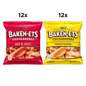 Baken-Ets Pork Rinds, Variety Pack, 0.625 Ounce (Pack Of 24)