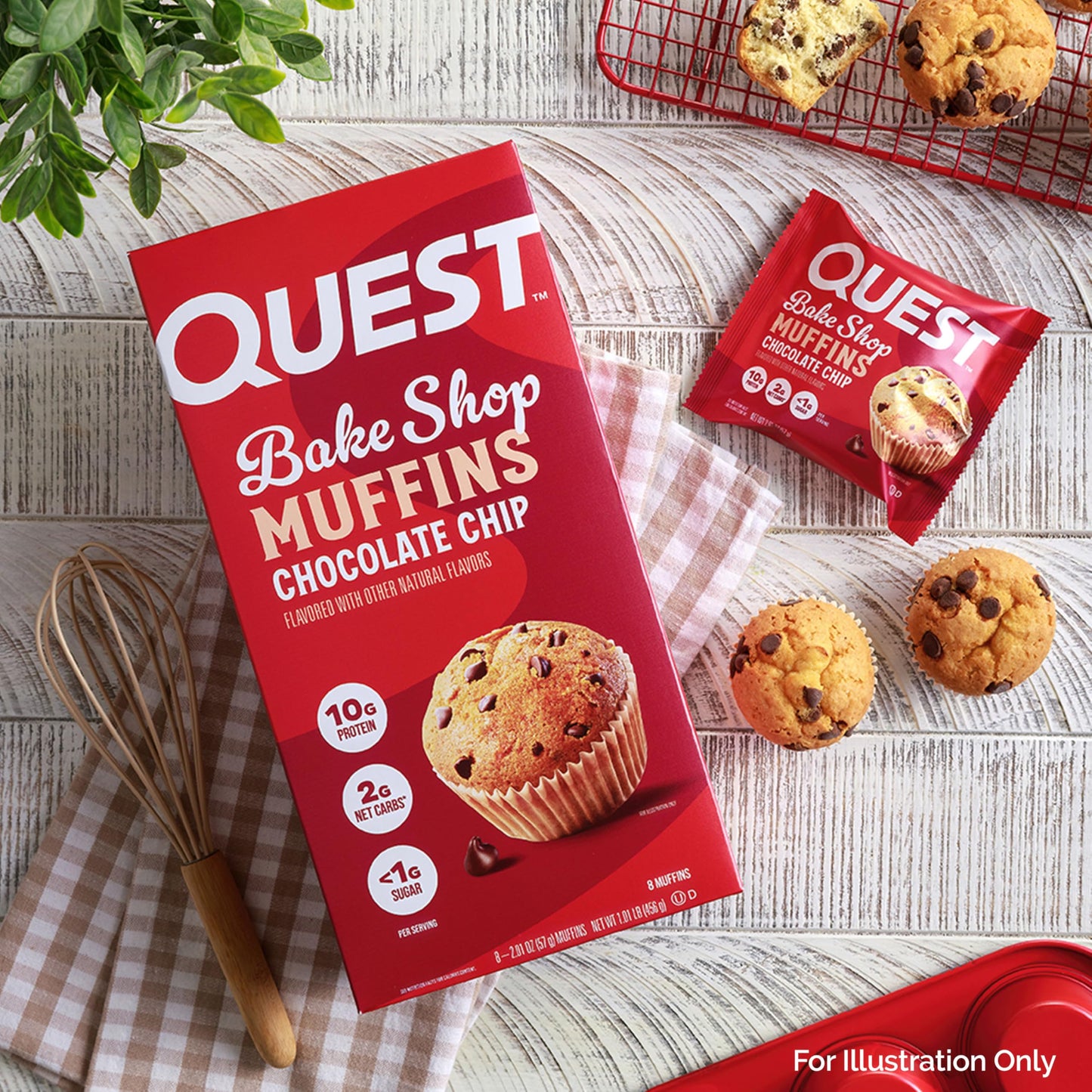 Quest Bake Shop, Chocolate Chip Muffins, 10g Protein, 2g Net Carbs, Less than 1g Sugar, 8 Count
