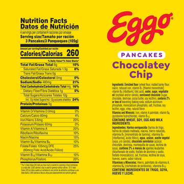Eggo Frozen Pancakes, Frozen Breakfast, Breakfast Food, Chocolatey Chip, 14.8oz Box (12 Pancakes)