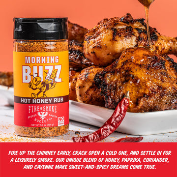 Fire & Smoke Society Morning Buzz BBQ Rub, Hot Honey Spices for Pork & Chicken, 5.6 oz