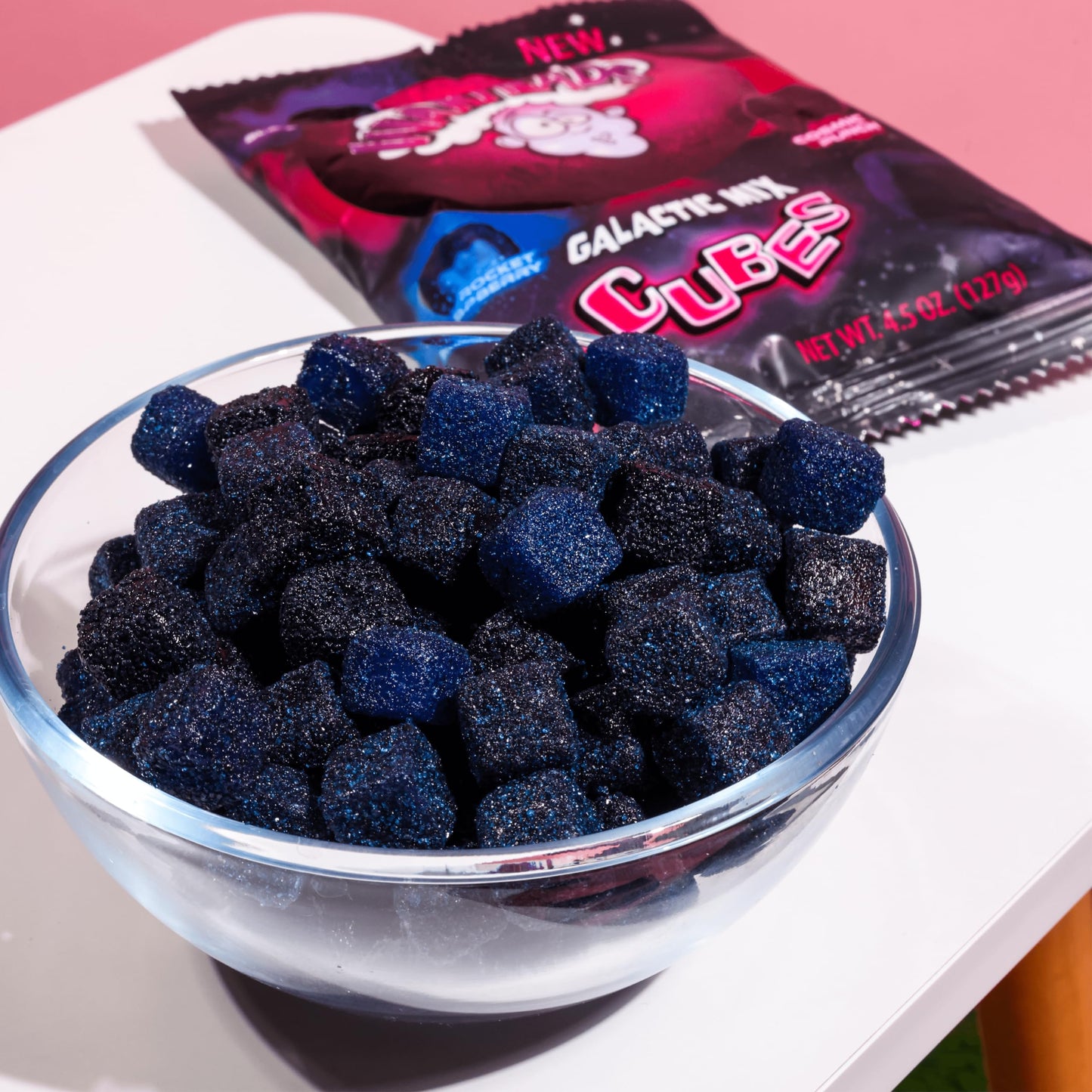 WARHEADS Galactic Mix Cubes - Sour Sweet & Fruity Chewy Candy - Black Hole Cherry, Rocket Raspberry & Cosmic Punch Flavors - 4.5