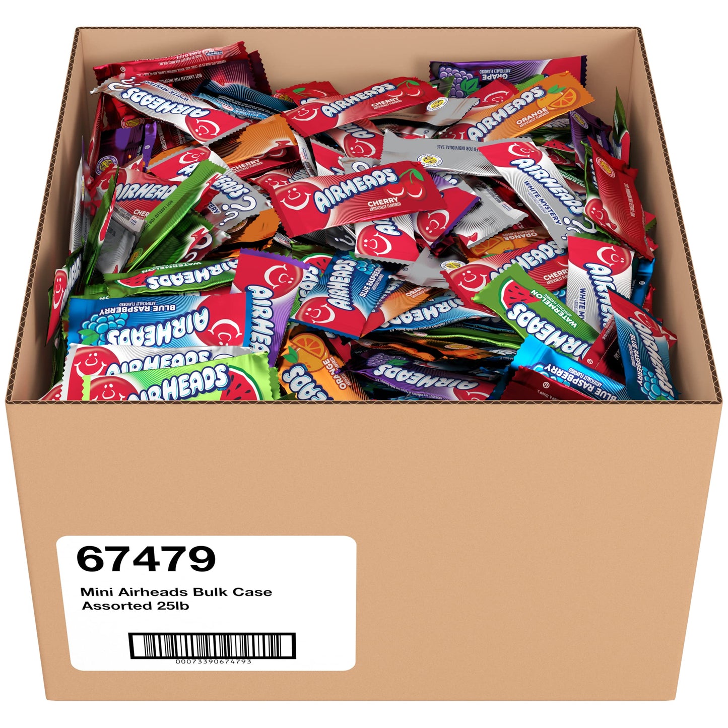 Airheads Candy Mini Bars Assorted Flavors Individually Wrapped Bulk Box Non Melting Party 25 Pounds