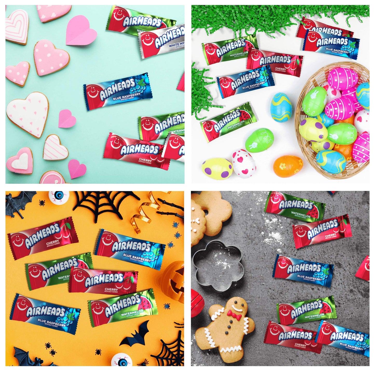 Airheads Mini Bars, Halloween Trick Or Treat Candy, Assorted Flavors Variety Pack, Individually Wrapped Bulk Candy For Adults &