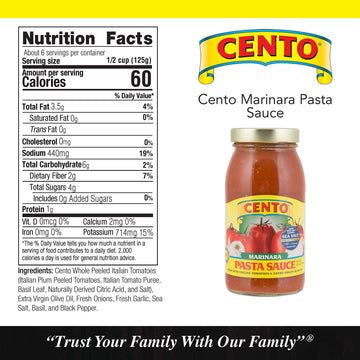 Cento Italian Marinara Sauce Jars, 25.5 Ounce (Pack Of 6)