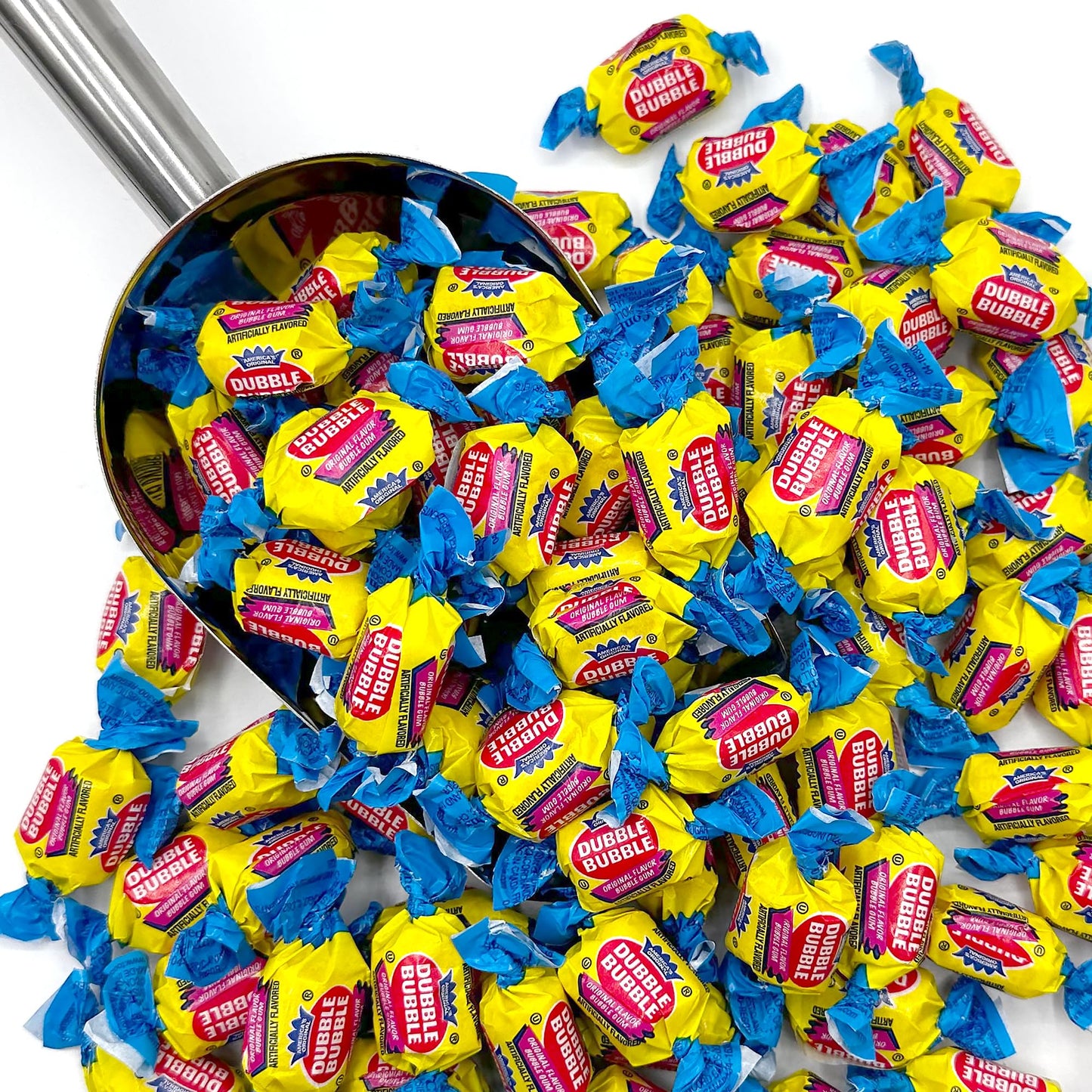 Fusion Sweets Dubble Bubble Original Flavor Gum - 1 lb Individually Wrapped Pink Chewing Gum