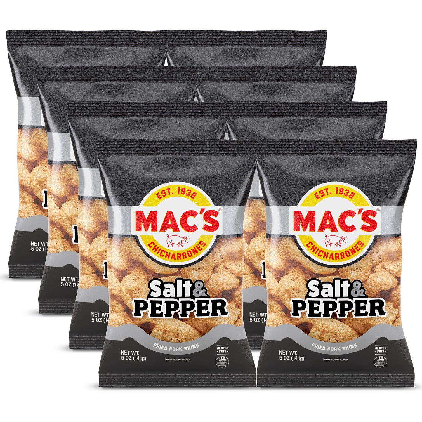 Mac'S Salt & Pepper Pork Skins, 5 Oz (Pack Of 8)