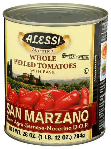 Alessi Dop Whole Peeled San Marzano Tomatoes With Basil, 1.75 Pound (Pack Of 12)