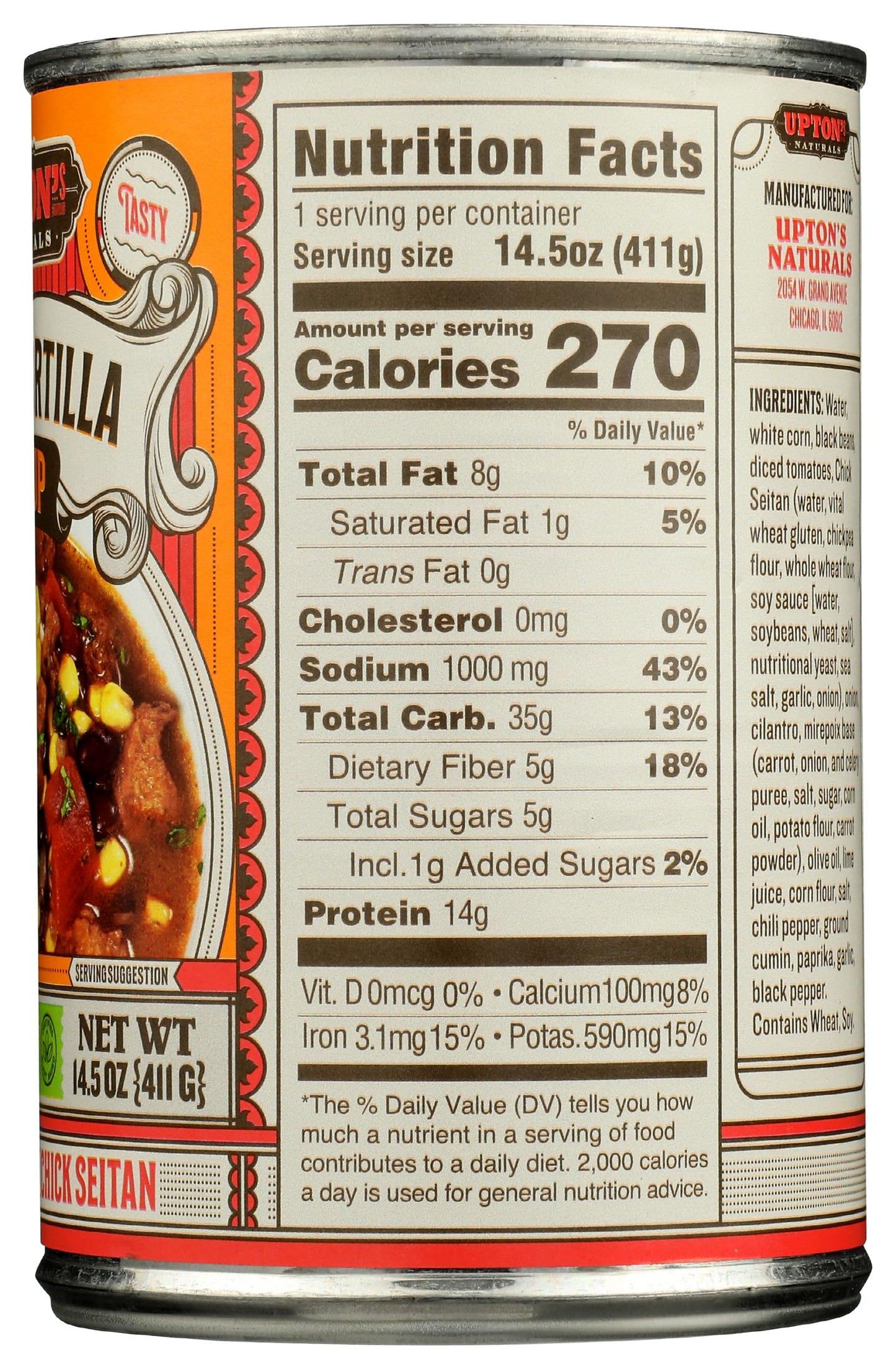 UPTONS NATURALS Chick Tortilla Soup, 14.5 OZ