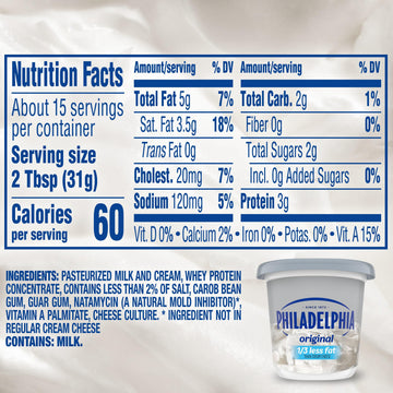 Philadelphia Reduced Fat Cream Cheese Spread, 16 oz Tub