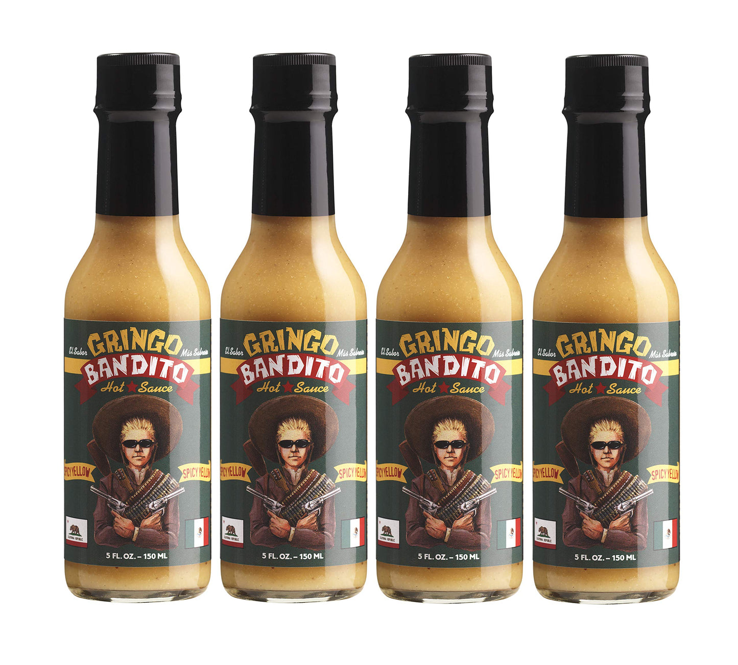 Gringo Bandito Hot Sauce, Spicy Yellow, 5 Ounce (Pack Of 4)