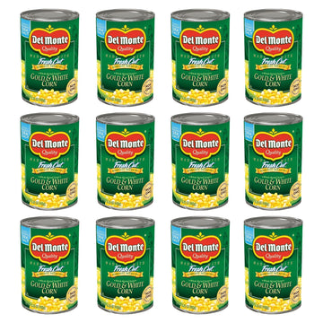 Del Monte Canned Harvest Select Fresh Cut Whole Kernel Sweet Gold & White Corn, 15.25 Ounce (Pack Of 12)