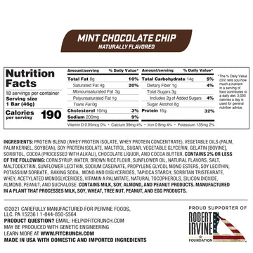 Fitcrunch Snack Size Protein Bars, Worlds Only 6-Layer Baked Bar, 3G Of Sugar & Soft Cake Core (18 Bars, Mint Chocolate Chip)