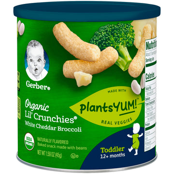 Gerber Snacks For Baby Organic Lil Crunchies, White Cheddar & Broccoli And Mild Cheddar & Veggie Dip Value Pack