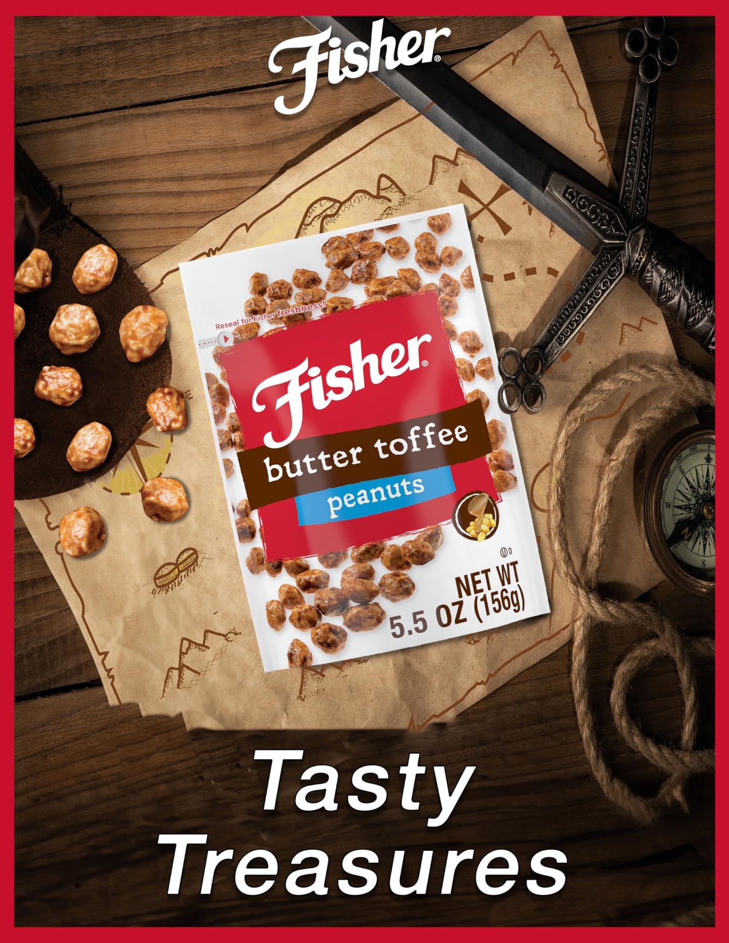 Fisher Snack Butter Toffee Peanuts, 5.5 Ounces (Pack of 6), No Artificial Colors or Flavors