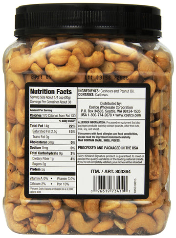 Kirkland Signature Kirkland Signature Unsalted Cashews, 2.5 Pound