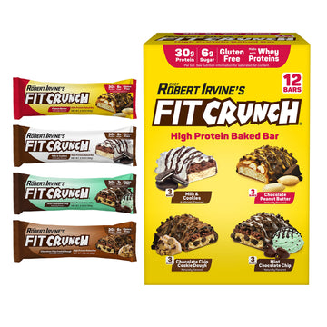 Fitcrunch Full Size Protein Bars, Designed By Robert Irvine, 6-Layer Baked Bar, 6G Of Sugar, Gluten Free & Soft Cake Core (Varie