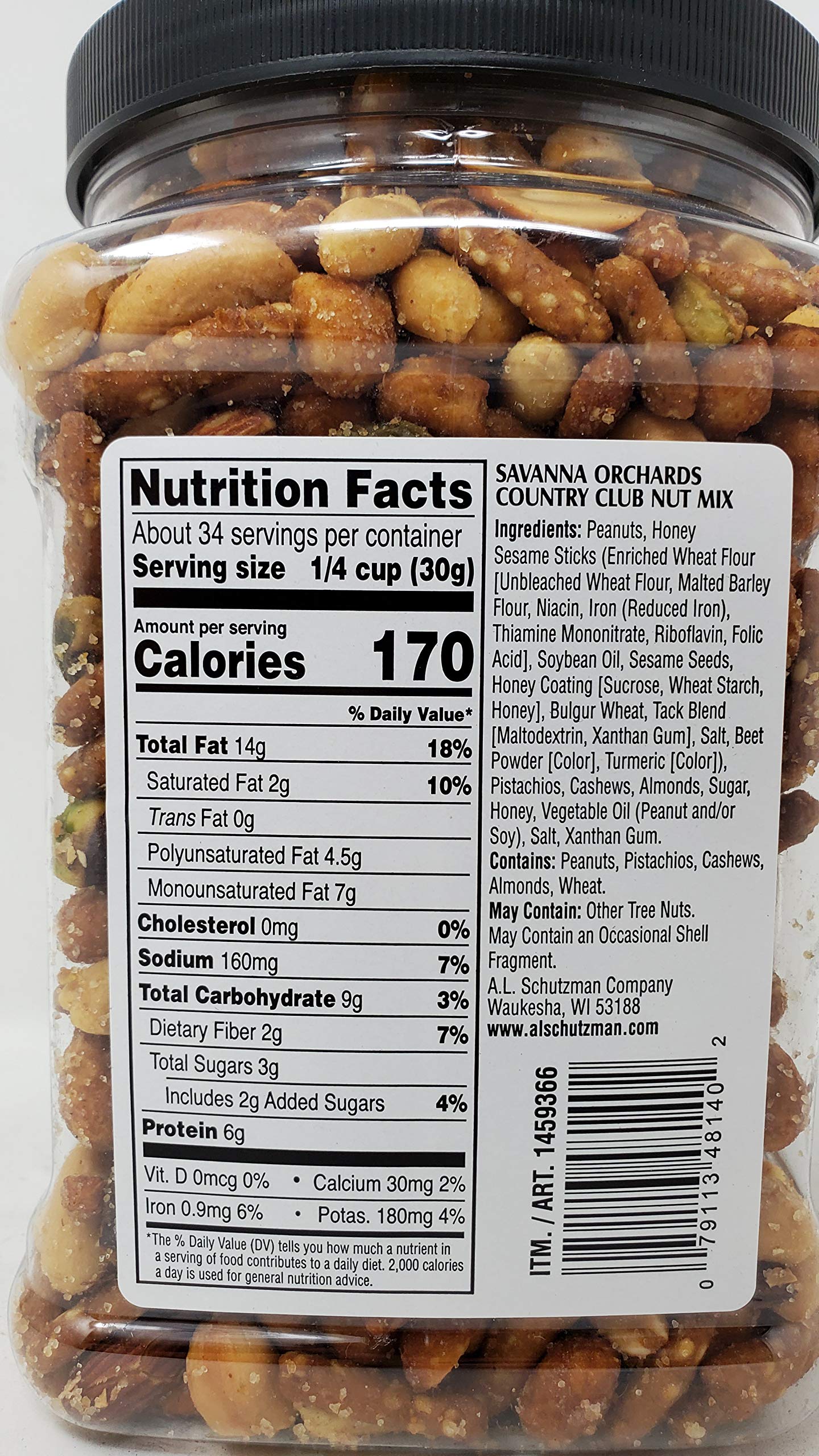 Savanna Orchards Country Club Nut Mix, 36OZ (2.25LBS) - Healthy Snack Mix, Perfect for Parties and On-the-Go Enjoyment