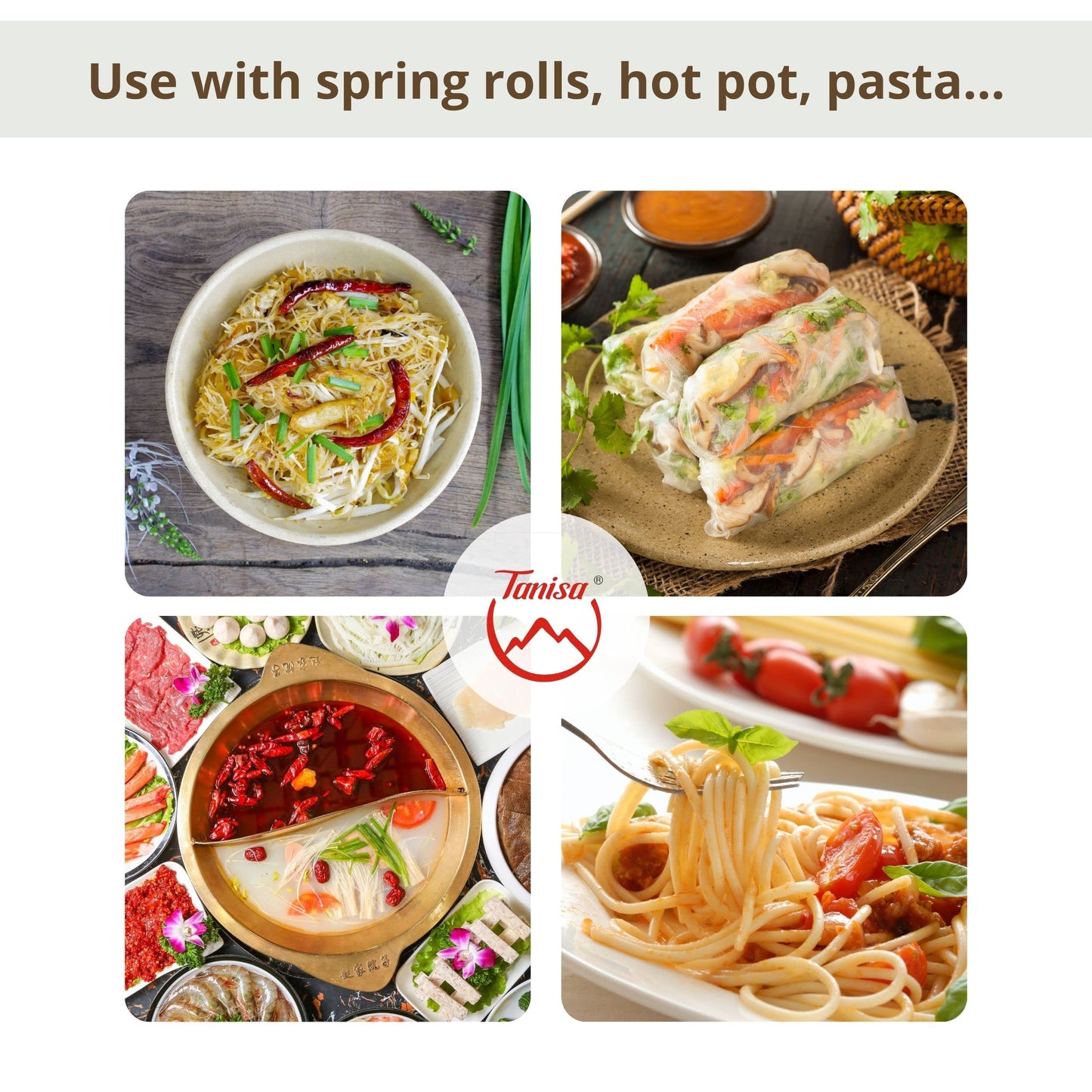 TANISA 2 Packs Rice Noodles, Gluten Free Noodles for Asian Food, Healthy Vegan Vermicelli Rice Noodles, Whole foods (Organic Whi