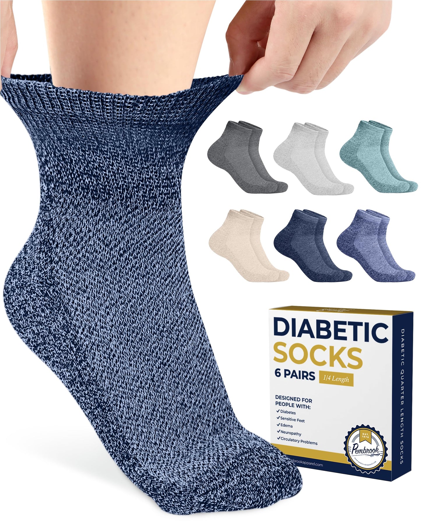 Pembrook Diabetic Socks Women - Neuropathy Socks For Men Diabetic Socks For Men 9-12 Diabetic Socks For Women Size 6-9 Diabet