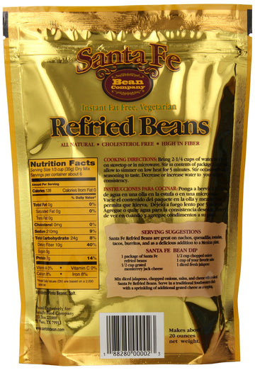 Santa Fe Bean Company Instant Fat Free Vegetarian Refried Beans 7.25-Ounce (Pack Of 8) Instant Vegetarian Refried Beans; All Nat