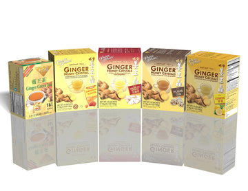Prince Of Peace Instant American Ginseng Ginger Honey Crystals, 10 Sachets - Instant Hot Or Cold Beverage - Easy To Brew Ginger And Honey Crystals