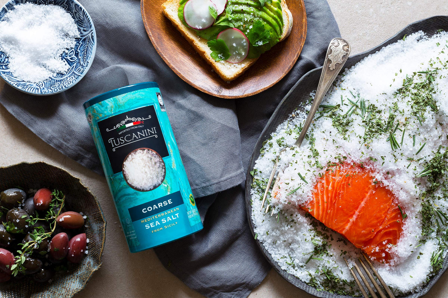 Tuscanini, Coarse Mediterranean Sea Salt, 16Oz, From Sicily Italy, (2 Pack), Total Of 2Lb