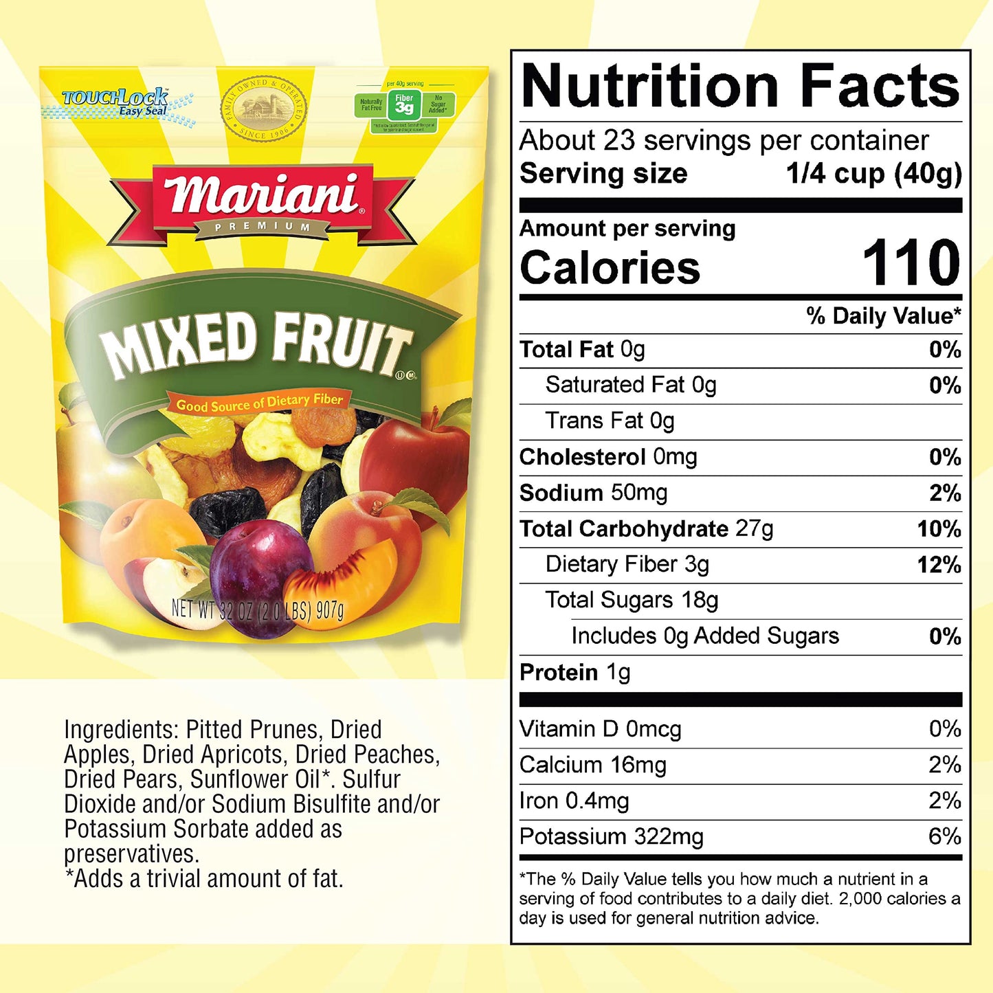 Mariani Fancy Mixed Fruit, 32Oz,1 Pack