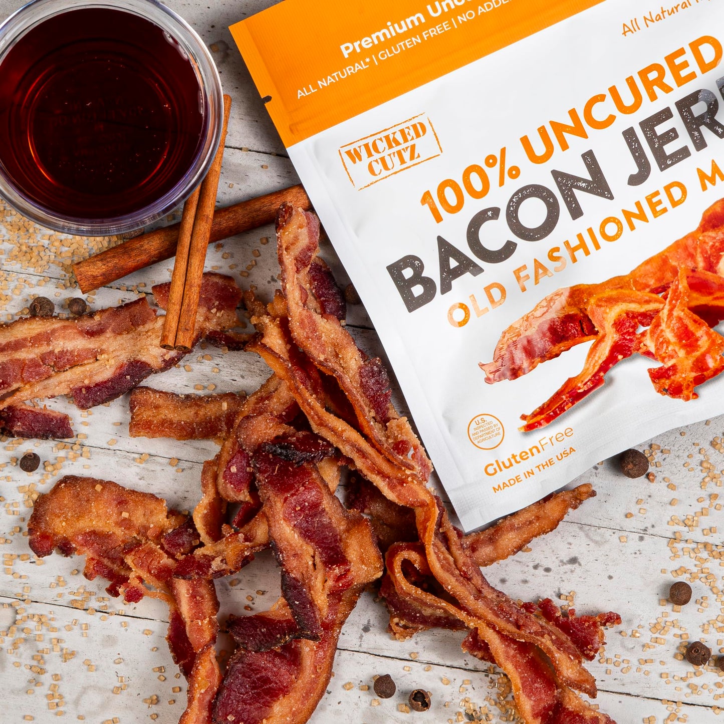 Old Fashioned Maple Bacon Jerky, Candied Jerky With 16G Protein Per Bag, Tender & Easy To Chew Fully Cooked Bacon, Usa Made High Protein Carnivore Snacks (2 Bags)