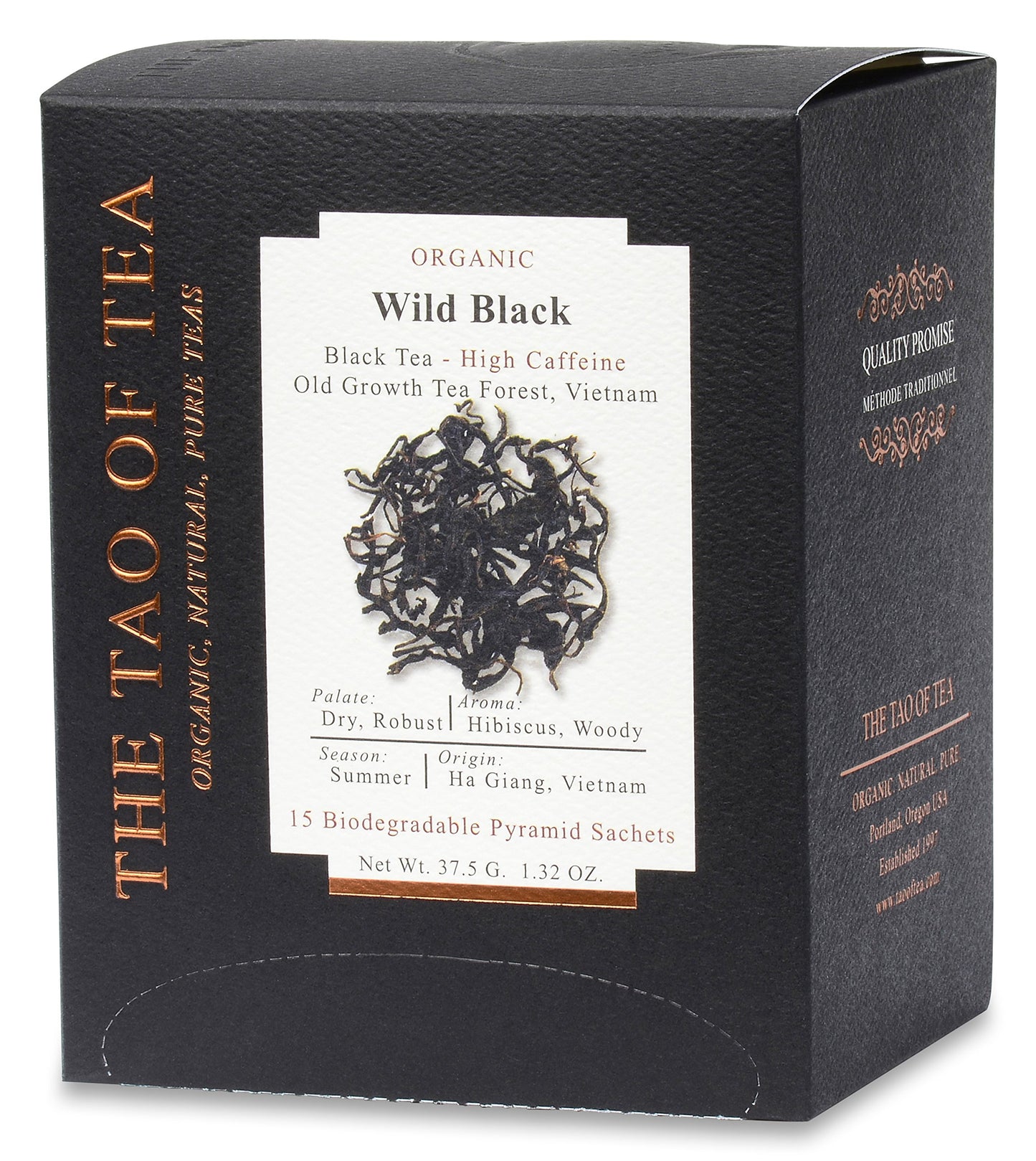 The Tao of Tea Wild Black Box Pyramid Sachets, 15 Count, Premium Black Tea, 1.32 Ounce - Rich Flavor & Aroma