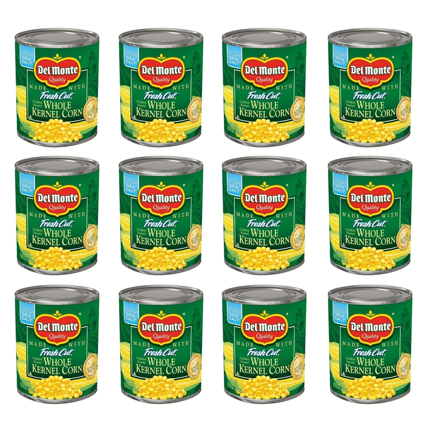 Del Monte Canned Fresh Cut Golden Sweet Whole Kernel Corn, 8.75-Ounce (Pack Of 12)