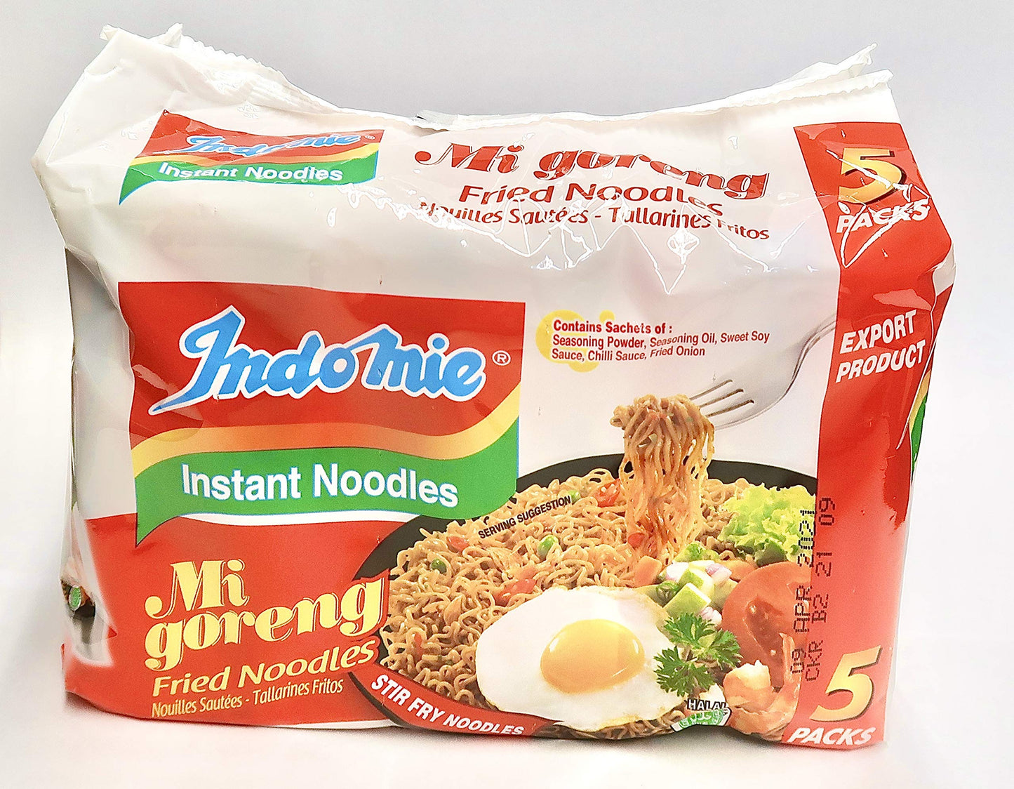 Indomie Mi Goreng Instant Stir Fry Noodles, Halal Certified, Original Flavor (Pack Of 5)