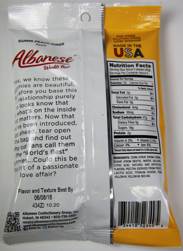 Albanese Gummy Peach Rings, 7 Oz