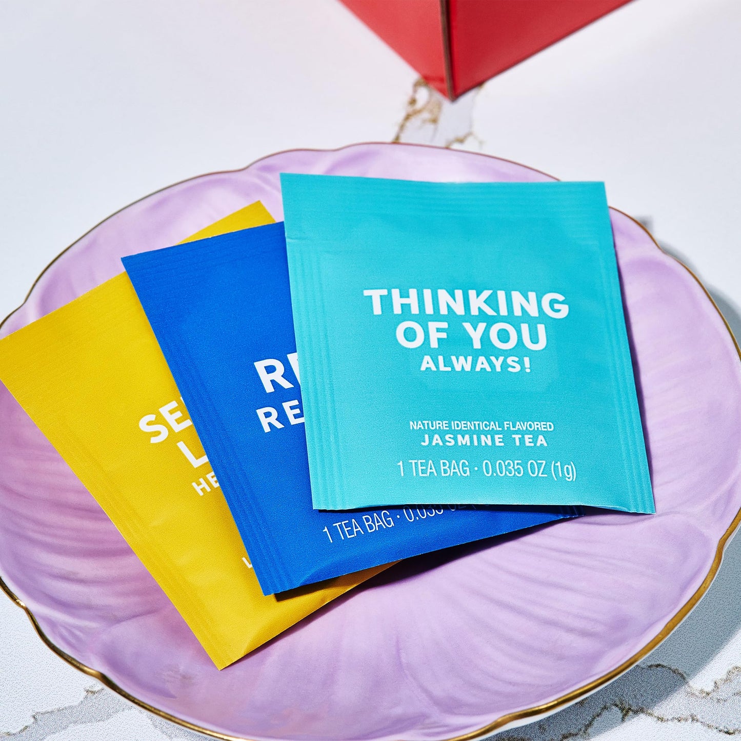 Thoughtfully Gourmet, Sending Positive Vibes Tea Gift Set, Tea Sampler Includes 6 Flavors Of Tea With Uplifting Quotes, Great Ge