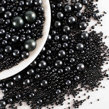 Kasvan Black Pearl Sugar Sprinkles - Edible Candy Pearls 130G/4.58 Oz, Mix Size, Baking Cake Decorations, Ice Cream Toppings And
