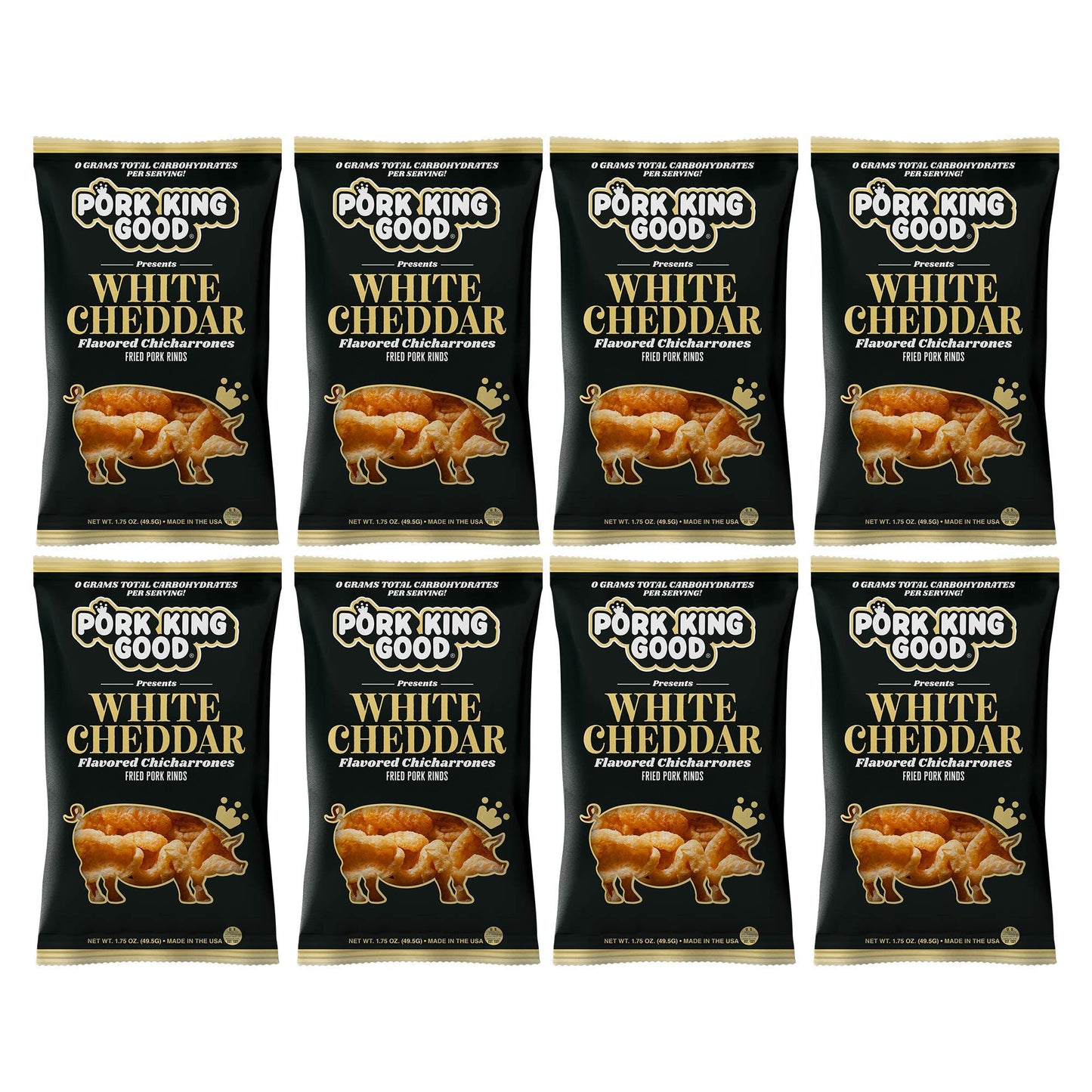 Pork King Good White Cheddar Pork Rinds (Chicharrones) (8 Pack)