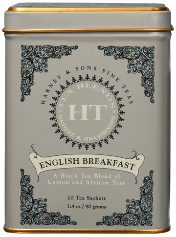 Harney & Sons English Breakfast, 20 Teabags Per Pack, (Pack Of 4)