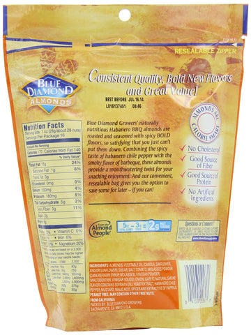 Blue Diamond Almonds Habanero BBQ Flavored Snack Nuts, 16 Ounce (Pack of 3)