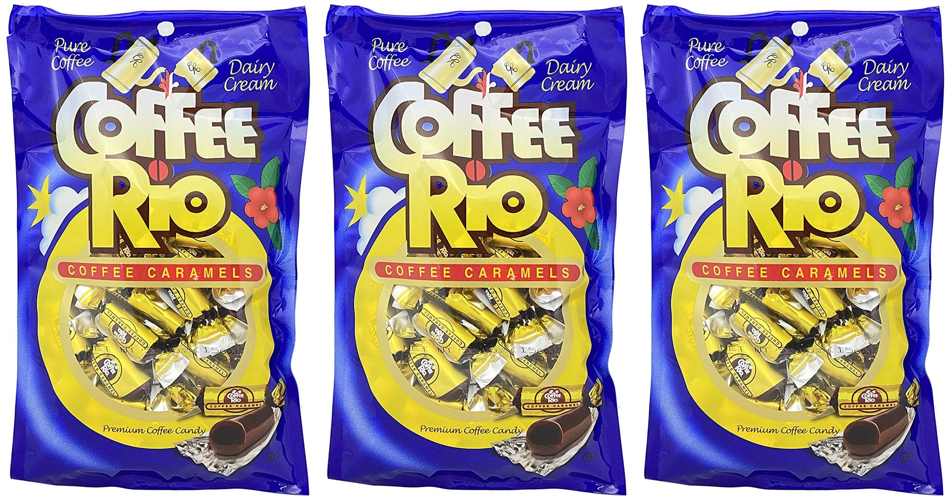 Coffee Rio Coffee Candy Pack Of 3 Coffee Caramels 5.5 Ounces Made With Real Coffee And Cream, Kosher Candy (Original Coffee)