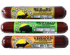 PEARSON RANCH SINCE 1959 Game Meat Summer Sausage Variety Pack of 3 Elk, Buffalo, Venison, Exotic Meat, Summer Sausage Pack, Glu