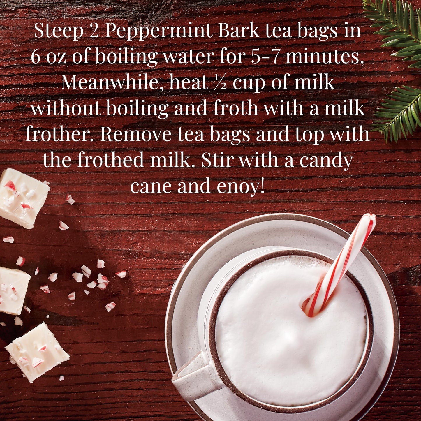 The Republic of Tea Peppermint Bark Herb Tea, Caffeine-Free, 36 Tea Bags, 36 Count