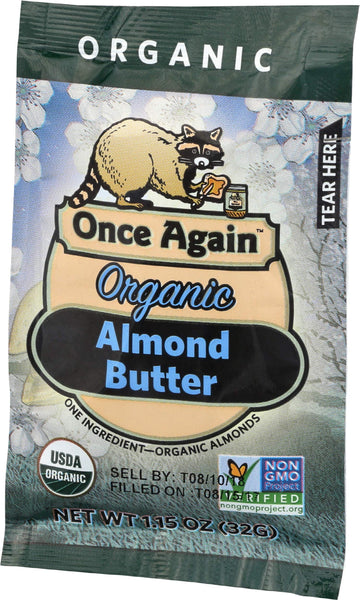 Once Again Organic Creamy Almond Butter, Non GMO, 1.15 Ounces (Pack Of 10)