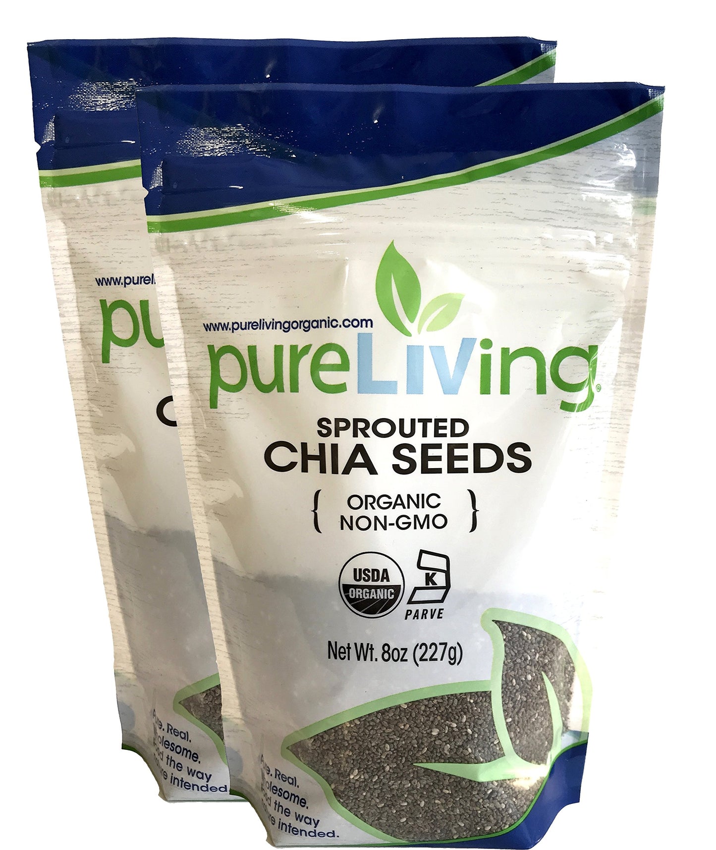 Pure Living - Organic Sprouted Chia Seeds, 2 Packs - 8 Ounce Each